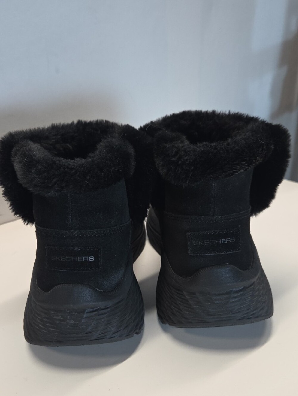Skechers Black Faux-Fur Slip-On Ankle Booties Size 8 - Picture 4 of 8